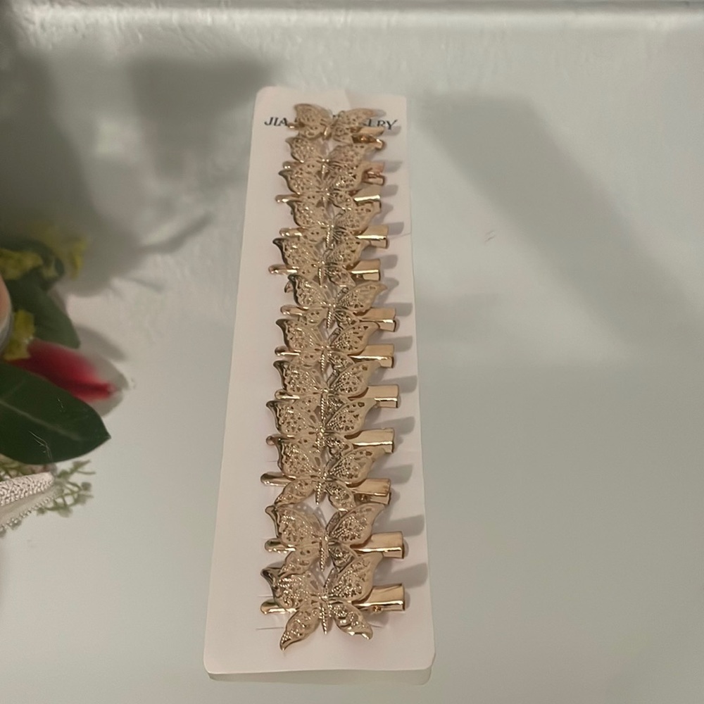 Butterfly hair clips new never been used